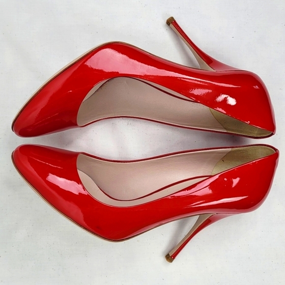 Miu Miu Prada Red Patent Stiletto Heels Pumps 38.5 - Picture 7 of 13